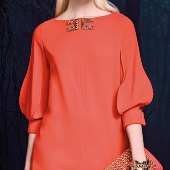 Elisabetta Franchi Orange Mini Shift Dress - Picture 6 of 6